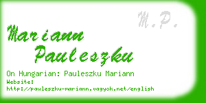 mariann pauleszku business card